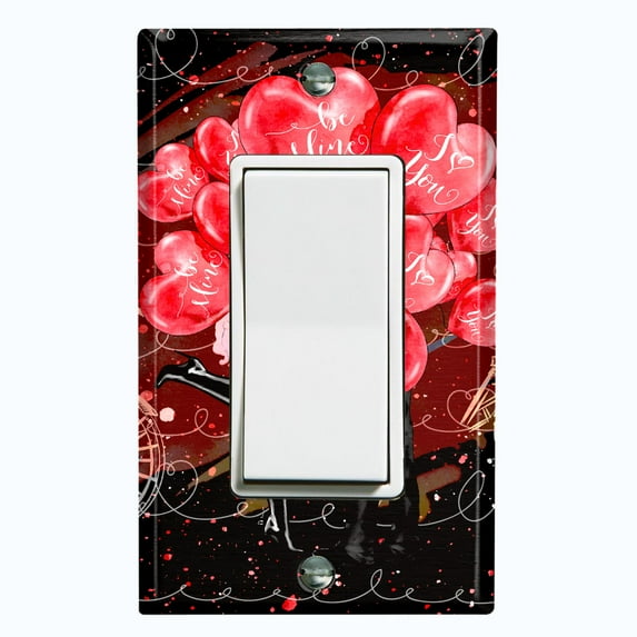 Metal Light Switch Plate Cover Romantic Paris Couple Eiffel Tower Bicycle Red Balloons PRS020