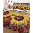 thumbnail image 3 of Quilts Twin XL Size, Sunflower Brown Wooden Soft Comforter Bedding Set for Bed, Vintage Flowers Butterfly Lightweight Quilted Bedspread with Pillow Cover(2 Pieces) for All Season, 68x98 Inch, 3 of 6