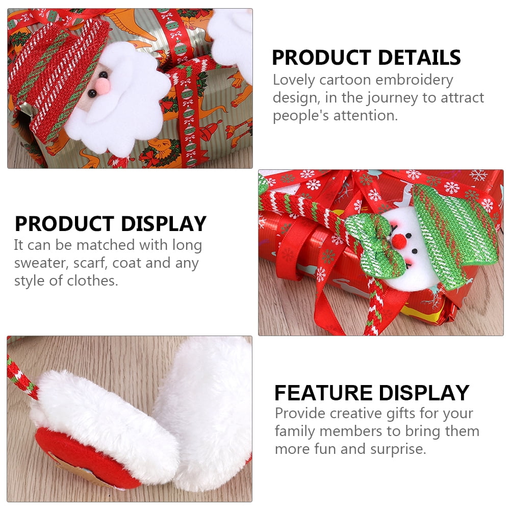 Buy Christmas Reindeer Earmuffs, Plush Red and White Winter Ear Warmers with Antlers, Festive Holiday Design with Decorative Bow and Bell (Red white) at
