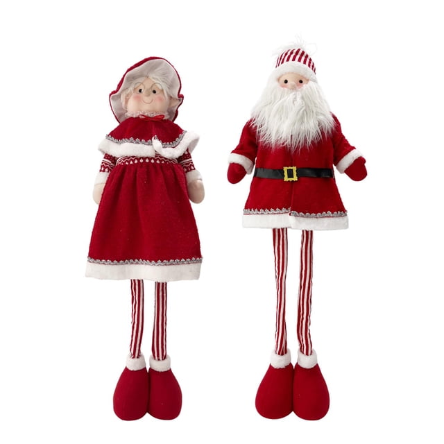 Set de Muñecos Santa y Sra.Claus Decoración De Pie Retráctil