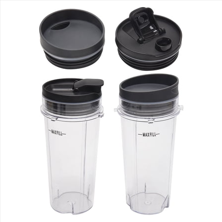 Rollbacks & More 2 Pcs 16 OZ Cup with Four Lids,Blender Replacement Parts Accessories for BL660 BL770 BL740/QB3000/BL810 Blender