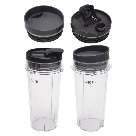 Rollbacks & More 2 Pcs 16 OZ Cup with Four Lids,Blender Replacement Parts Accessories for BL660 BL770 BL740/QB3000/BL810 Blender