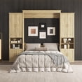 thumbnail image 3 of Rophefx Queen Murphy Bed, with Storage Shelves, Wall Bed Cabinet, Foldable Platform Beds, Hidden Bedframe for Bedroom, Guest Room,Natural, 3 of 10