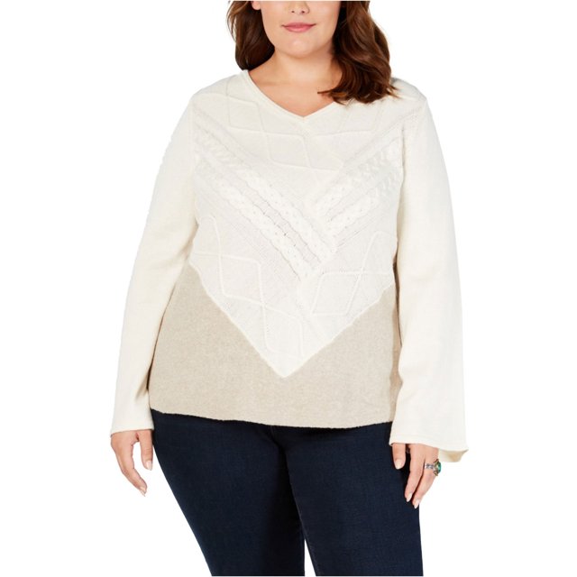 Style & Co. Jersey de punto mixto para mujer, beige, 1X