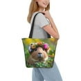 thumbnail image 2 of Pofeuu Flower Crown Guinea Pig Print Women Fashion Shoulder Handbags Top Handle Satchel Bags Tote Shoulder Shopping Bag Stylish Canvas Tote Bag, 2 of 6