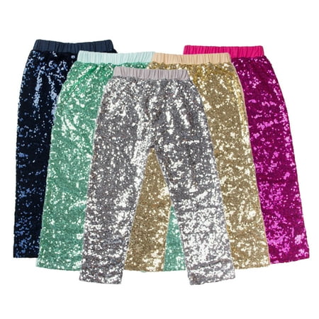 

KYAIGUO Spring Fall Girls Sequin Warm Pants Soft Loose Fit Bottom Comfortable Casual Bottoms for Toddler Kids 0-8Y