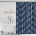 thumbnail image 2 of Navy Blue Geometric Shower Curtain Set - 48" x 72" Washable Bathtub Curtain with 12 Hooks, Modern Pure Color Abstract Striped Waterproof Fabric Stall Shower Curtains for Bathroom/Bathtub Décor, 2 of 6