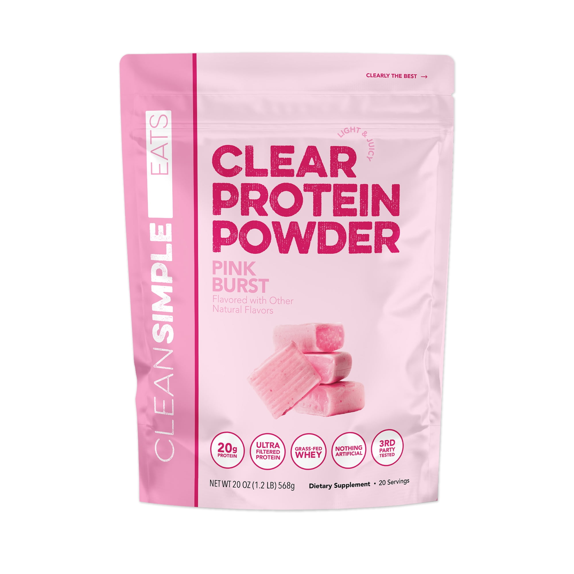 Clean Simple Eats Clear Protein Powder Pink Burst Gusset - 20 Servings