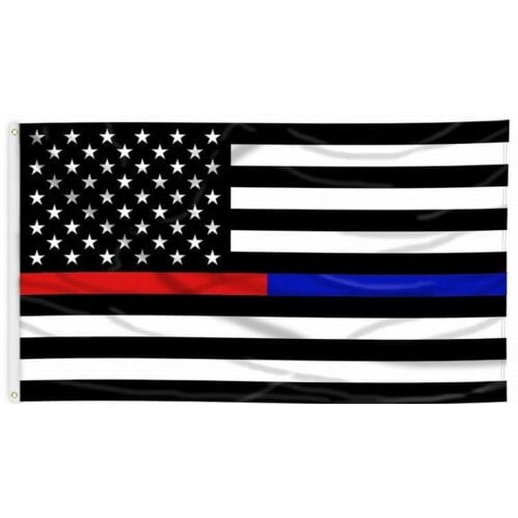 Thin Blue Line and Thin Red Line Dual American Flag - 3 x 5 ft with Grommets 100
