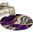 thumbnail image 6 of Purple Marble Round Rug 3ft Washable Circle Entryway Rugs Non Slip Grey Gold Texture Vintage Farmhouse Art Area Rug Indoor Floor Carpet for Bedroom Kitchen Living Room Home Office Dining Room Nursery, 6 of 8