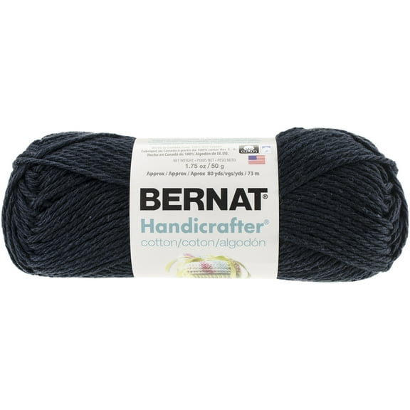 Bernat Handicrafter Cotton Black Licorice Yarn - 6 Pack of 50g/1.75oz - Cotton - 4 Medium (Worsted) - 80 Yards - Knitting/Crochet