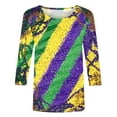 thumbnail image 5 of Feancey Prime Sales Today 3/4 Sleeve Mardi Gras Graphic Tees for Women Mask Print New Orleans Tops Dressy Casual Round Neck Loose Bouse Trendy Carnival Themed T-Shirts Multicolor XXL, 5 of 6