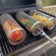 thumbnail image 3 of Vegetable Pork Beef Chicken Barbeque Net Cylinder Portable BBQ Stainless Washable Breathable BBQ Stainless Steel Cages Grilling Tools Cookware 30x9x9cm, 3 of 8