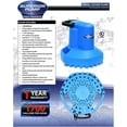 thumbnail image 3 of Superior Pump 1/3 HP Thermoplastic Pool Cover Water Removal Pump, 1700 GPH, Blue, 3 of 8