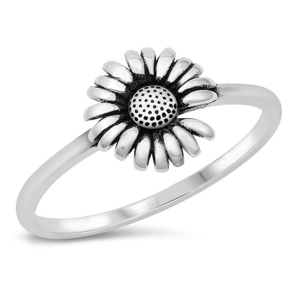 She Loves Me Not Sunflower Ring .925 Sterling Silver Band Jewelry Female Male Unisex Size 9