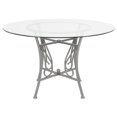 thumbnail image 2 of Princeton 48'' Round Glass Dining Table with Silver Metal Frame, 2 of 3
