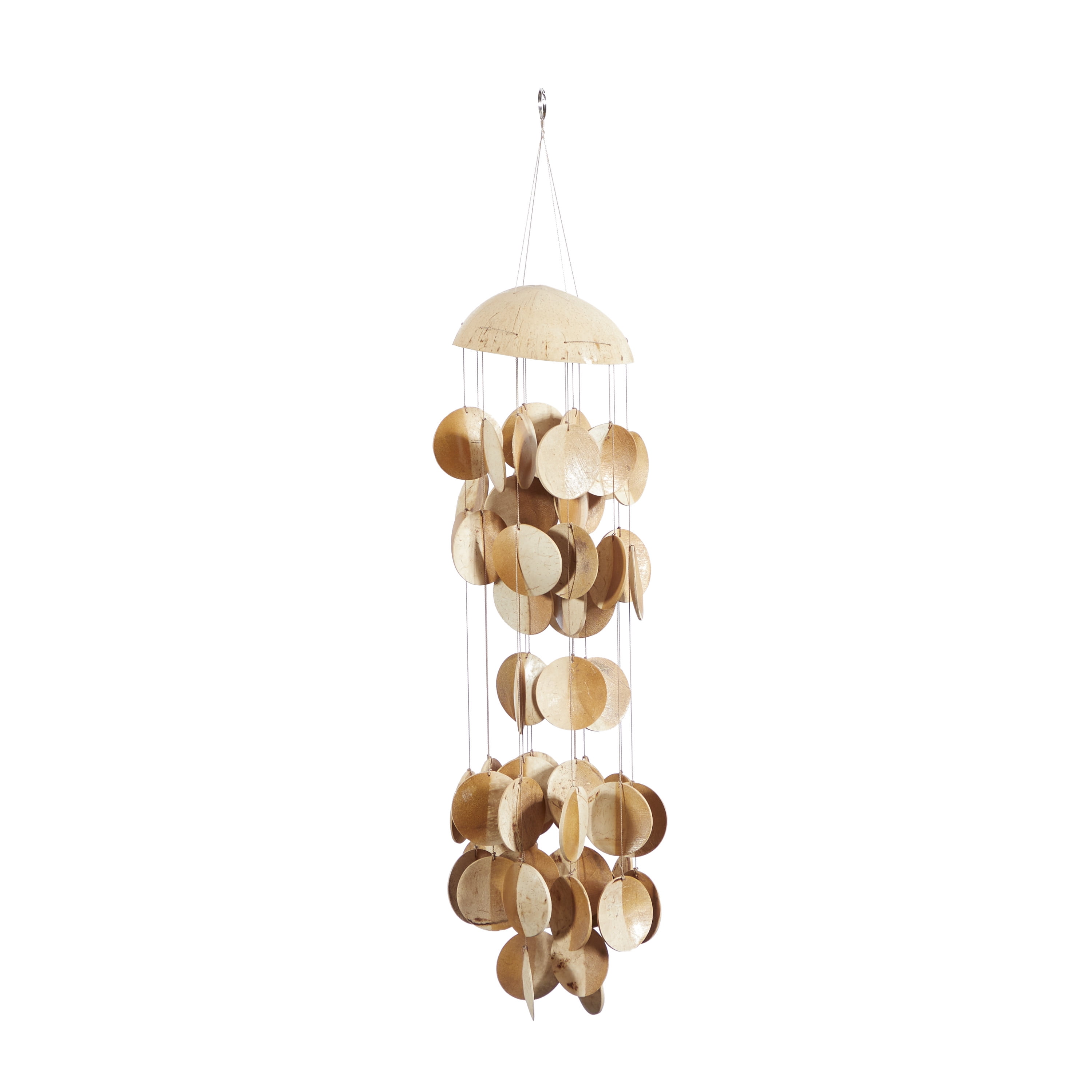 DecMode 17" Gold Wood Jellyfish Inspired Geometric Windchime