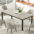 thumbnail image 1 of QinaQin Industrial Style Dining Table, 70.9-Inch/71-Inch Rectangular Wooden Table, Seats 4-6 People, Metal Frame, Rounded Corners, for Dining Room, Kitchen, Restaurant (Chairs Not Included), 1 of 7