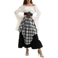 thumbnail image 6 of cocolona Womens Medieval Renaissance Long Dress One Shoulder Long Sleeve Patchwork Corset Dress Halloween Vintage Gothic Dress with Tops+Corset+Skirts, 6 of 6