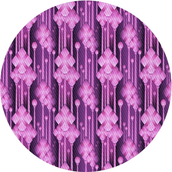 Ahgly Company Machine Washable Indoor Round Transitional Dark Magenta Purple Area Rugs, 7' Round