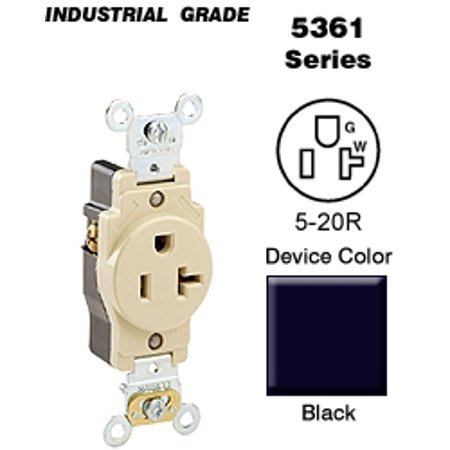 Leviton 5361-E 20 Amp, 125 Volt, Industrial Heavy Duty Grade, Single ...