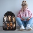 thumbnail image 2 of Pzuqiu 17 Inch Horse Print Backpack for Kids Ages 6-18 with Adjustable Padded Straps Large Capacity Elementary School Backpack for Back to School Travel Daily Use, 2 of 7
