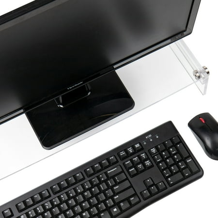 Mind Reader - Monitor Stand, Desktop Organizer, Riser, Office, Acrylic, 8.5"L x 23.5"W x 4.125"H - Clear