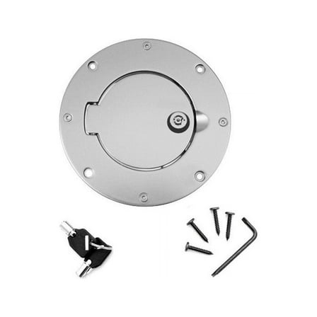 Rugged Ridge by RealTruck Gas Cap Door for Wrangler TJ | Locking, Brushed Aluminum | 11425.09 | Compatible with 1997-2006 Jeep Wrangler TJ