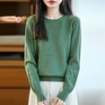 thumbnail image 3 of DAFPZW Wool Sweaters for Women Fall Winter Warm Soft Knitted Tops Casual Loose Pullover Crew Neck Long Sleeves Shirts, 3 of 4