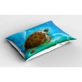 thumbnail image 2 of Ambesonne Ocean Pillow Sham 2 Pack, Swimming Turtle Family, 26"x20", Green Blue Brown, 2 of 3