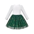 thumbnail image 2 of Robe Fille Verte Arbre de Noël Flocon de Neige Tutu Manches Longues 5 Ans, 2 of 6
