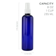 Cornucopia Brands 8oz Blue PLASTIC Spray Bottles w/ White Fine Mist Atomizers (6-Pack); for DIY Home Cleaning, Aromatherapy, Beauty Care