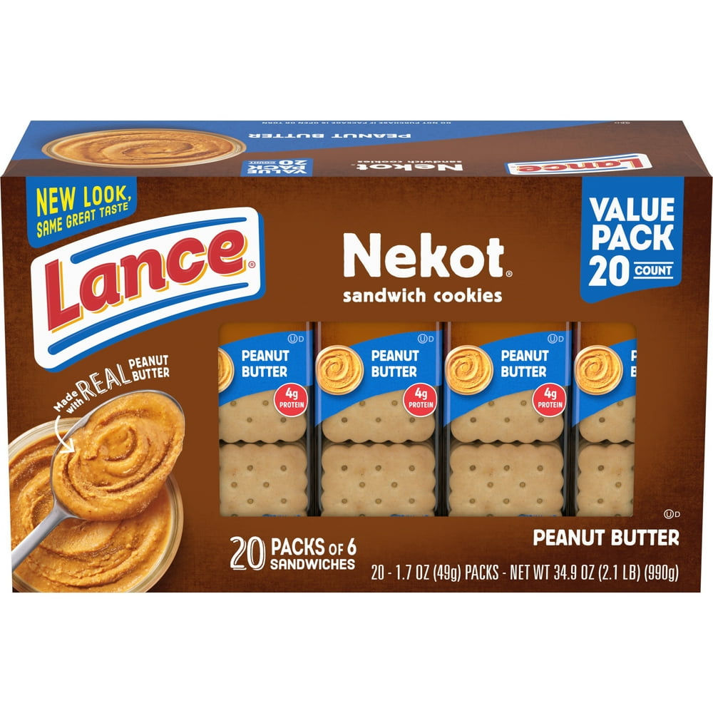 Lance Sandwich Cookies, Nekot Peanut Butter, Value Pack 20 Ct Box