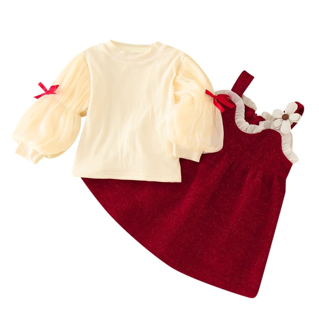 HBFAGFB Robes pour Filles Robe à Manches Longues pour Bébé Enfant Vêtement Chaud Confortable Jupe Taille 90