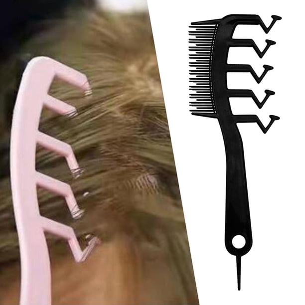 Peine de dientes anchos para el cabello, peine de cola de rata esponjoso, costura de cabello húmedo y seco, peine de costura de cabello en forma de Z, , negro Baoblaze Peine de peluquería