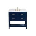 thumbnail image 3 of 36 inch single bathroom vanity in blue with backsplash, 3 of 8