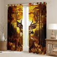 thumbnail image 2 of Deer Window Drapes Block 30%-50% Light,Baroque Style Kitchen Window Treatments 42Wx63L Inches,Wild Animal Sunset Decor Window Curtains, 2 of 6