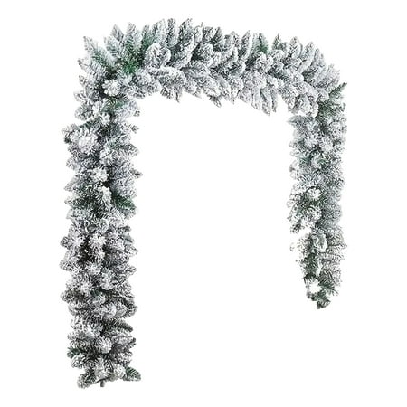 5.9FT Snow Flocked Christmas Garland – Artificial Frosted Pine Garland with Realistic Snow Effect for Mantel Front Door Window Staircase and Indoor Seasonal Decor
