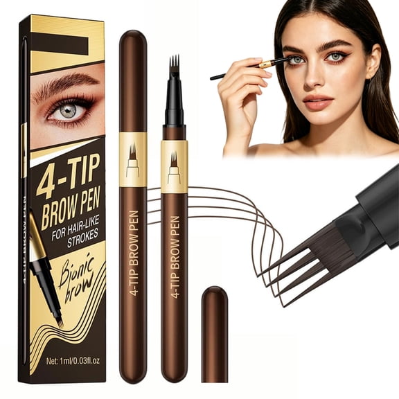 Waterproof 4 Tip Microblading Eyebrow Pen Natural Hair Like Brow Pencil Long Lasting Smudge Proof for Sparse Brows Creates Beautiful Fuller Looking Brows All Day
(Brown, 1PC)
