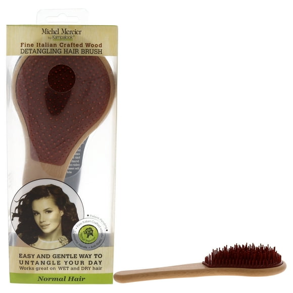 Detangling Wood Paddle Brush Normal Hair - Red by Michel Mercier for Unisex - 1 Pc Hair Brush