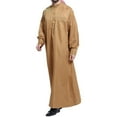 thumbnail image 4 of BSDJILFG 50% ,Mens Kaftan Thobe V-Neck Long Sleeve Muslim Robe Dubai Long Gown Saudi Arab Thobe Robes for Summer Beach S-3XL, 4 of 4