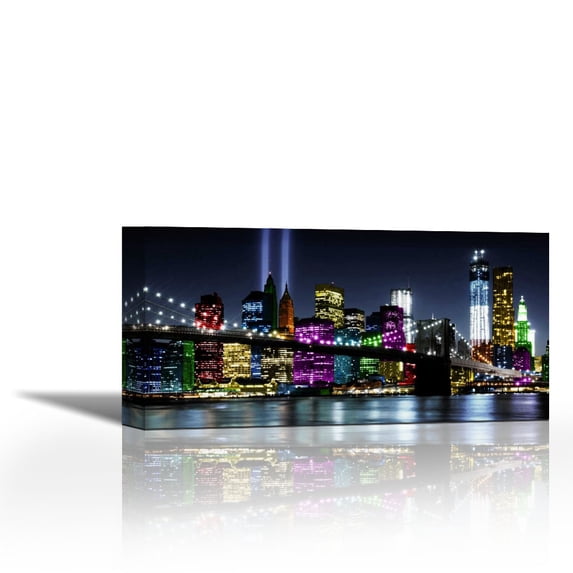 NYC In Living Color II - Contemporary Fine Art Giclee on Canvas Gallery Wrap - wall décor - Art painting - 27 x 13 Inch - Ready to Hang