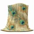 thumbnail image 6 of Peacock Feathers Blanket Soft Cozy Warm Throw Blanket for Couch, Plush Fuzzy Flannel Fleece Blankets for Sofa, Brown Turquoise Vintage Abstract Bed Blankets Lightweight Gifts for Women, 50"x60", 6 of 9