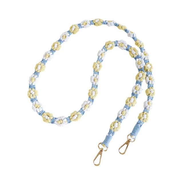 Cordón para teléfono CUTICAT macramé llavero artesanal Azul y amarillo