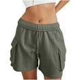 thumbnail image 2 of Ndbuld Womens Short Shorts for Women Women's Fashion Solid Color Elastic Waist Drawstring Pocket Shorts Army Green S, 2 of 7