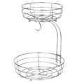 thumbnail image 3 of Auledio Houseware 2-Tier Countertop Fruit and Vegetable Basket Bowl with Banana Hook,Silver, 3 of 8
