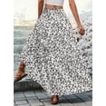 thumbnail image 5 of Women's Floral Boho Pleated Maxi Skirts Elastic High Waist Flowy Skirt for Beach Summer White XL, 5 of 9