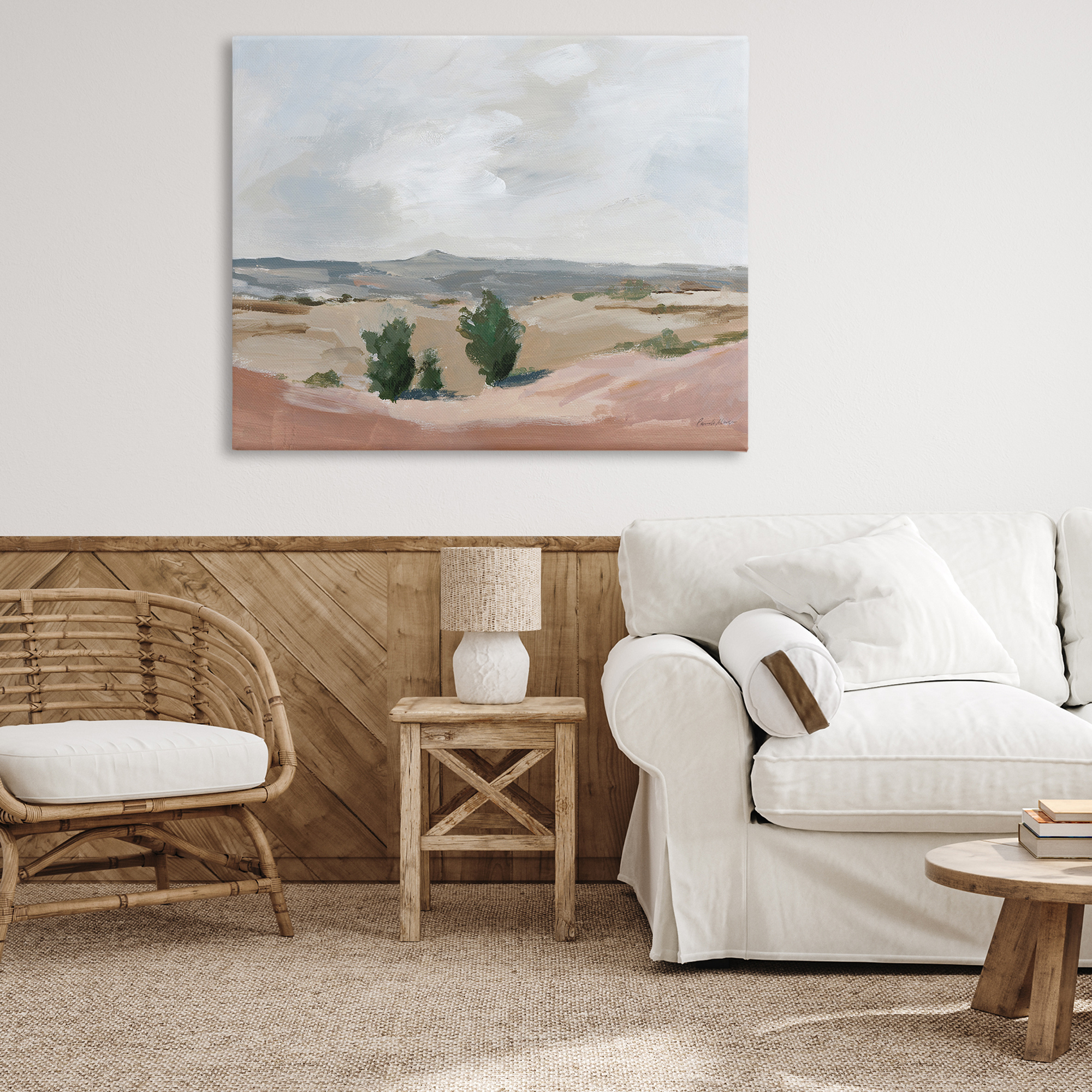 Stupell Industries Vast Desert Mountains Landscape Painting Gallery Wrapped Canvas Art Print Wall Art, 48 x 36