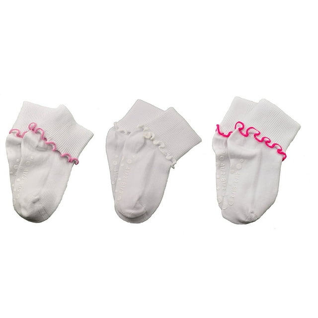 Sierra Socks Toddler Girl Ruffle Socks, Newborn White Socks, Seamless