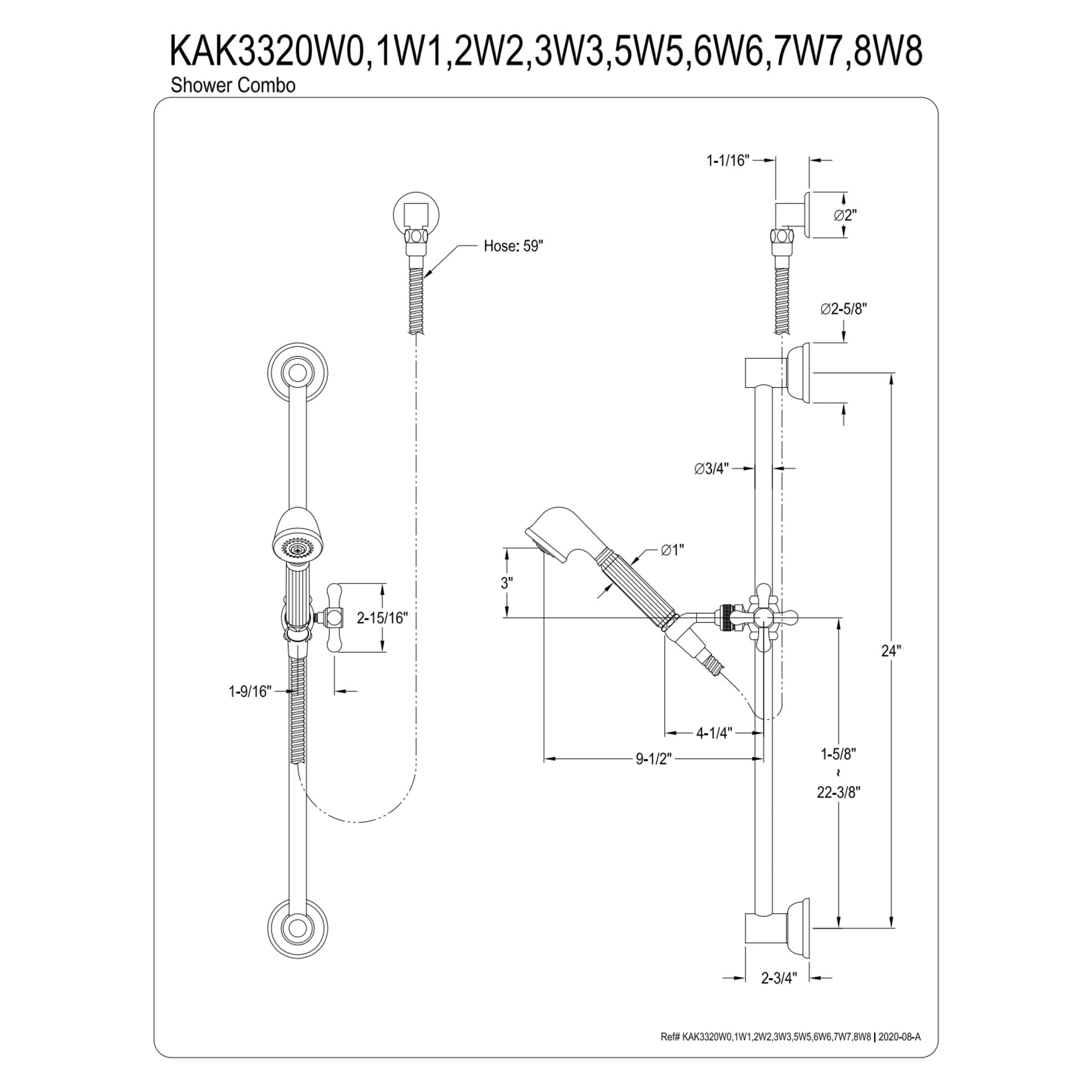Kingston Brass KAK3320W0 Made to Match Shower System with Slide/Grab Bar and Hand Shower, Matte Black